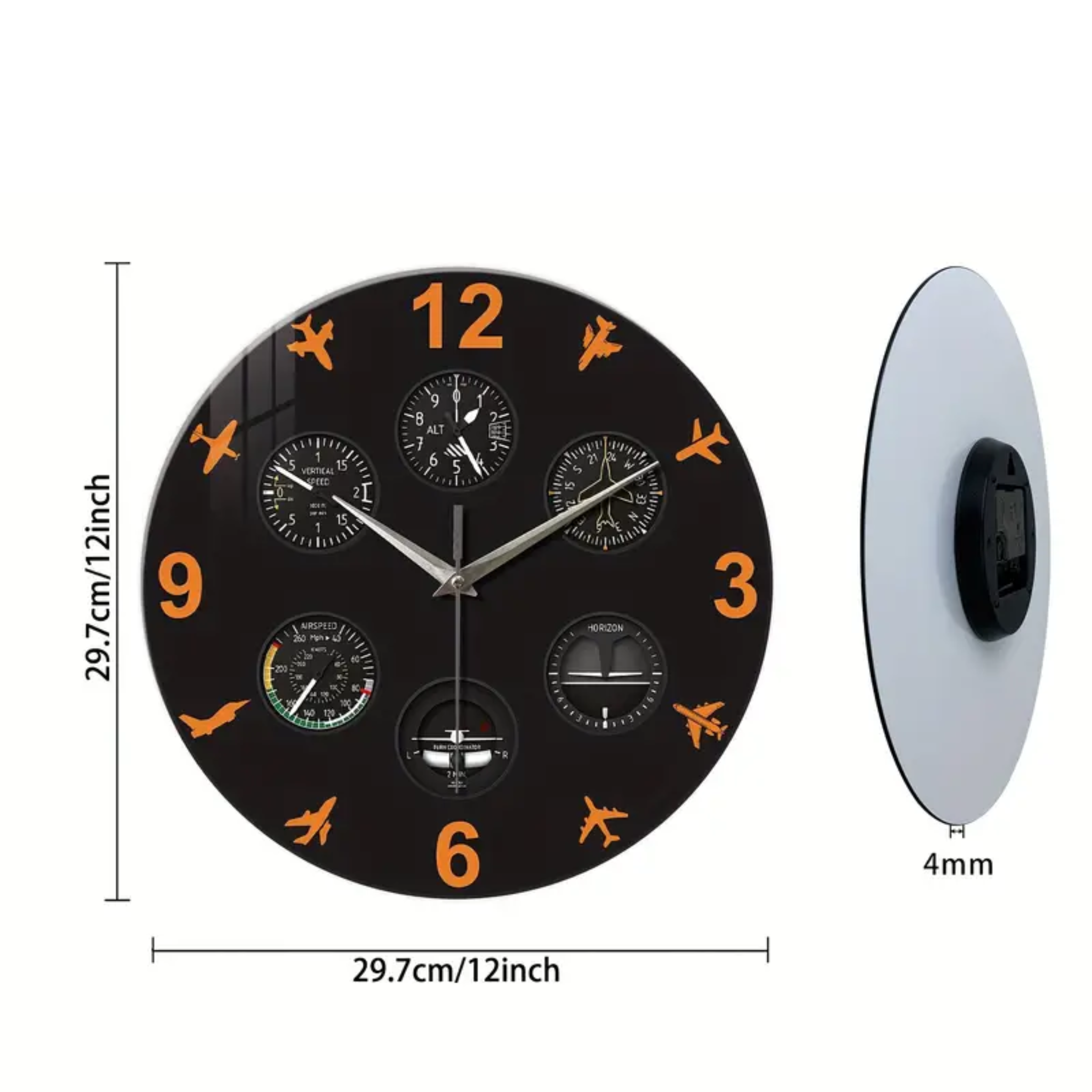 Premium Flight Instrument Panel Aviation Clock